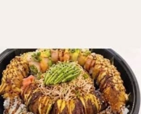 Bandeja surtida de sushi mostrada en el menú de 8 Piezas